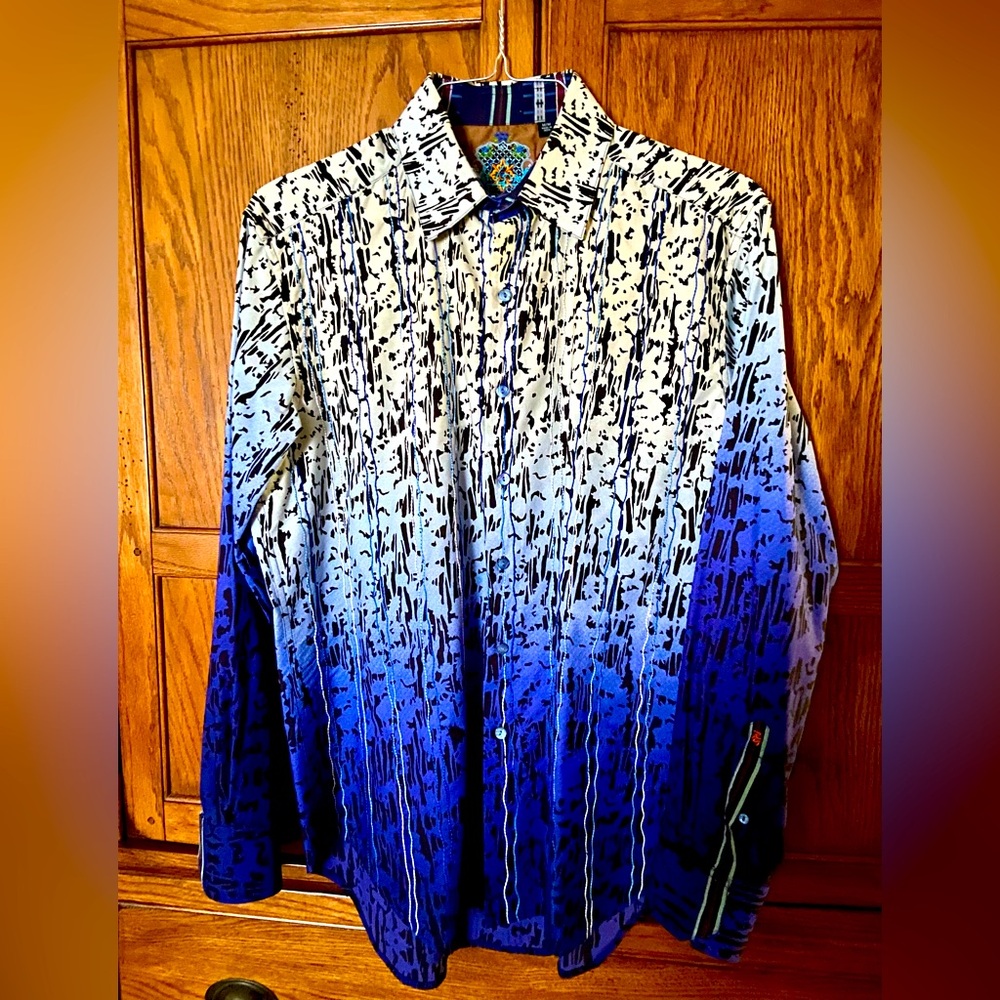 Robert Graham Mens Shirt, blue, medium